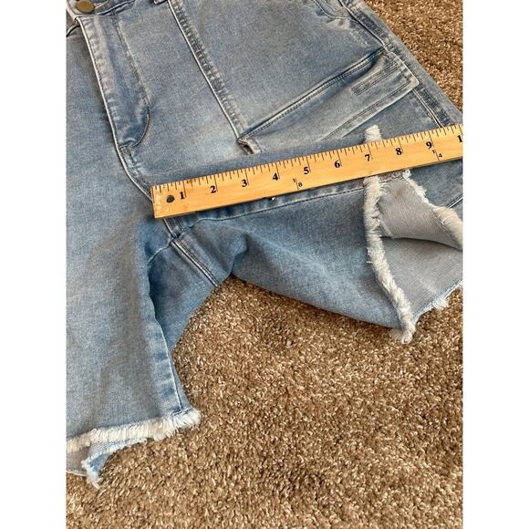Democracy AB Technology jean denim shorts stretch front hip pockets raw hem S 12 - Picture 8 of 9